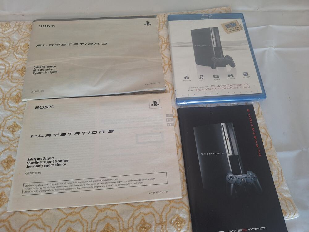 Sony PlayStation 3 PS3 CECHE01 Manuals + Sealed Welcome PS Network Blu-ray Disc